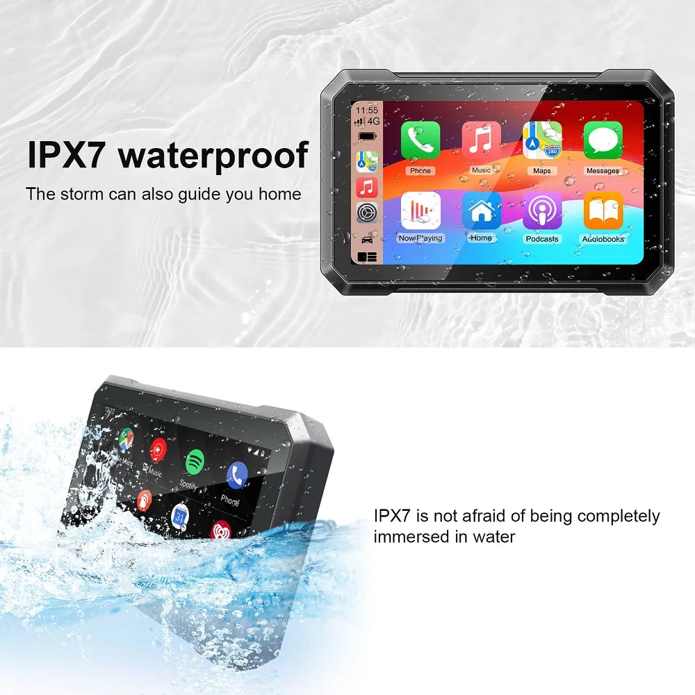 7inch Motorcycle Wireless Carplay Android Auto Moto Portable GPS Navigation Touch Screen D | AUTOKITSHOP