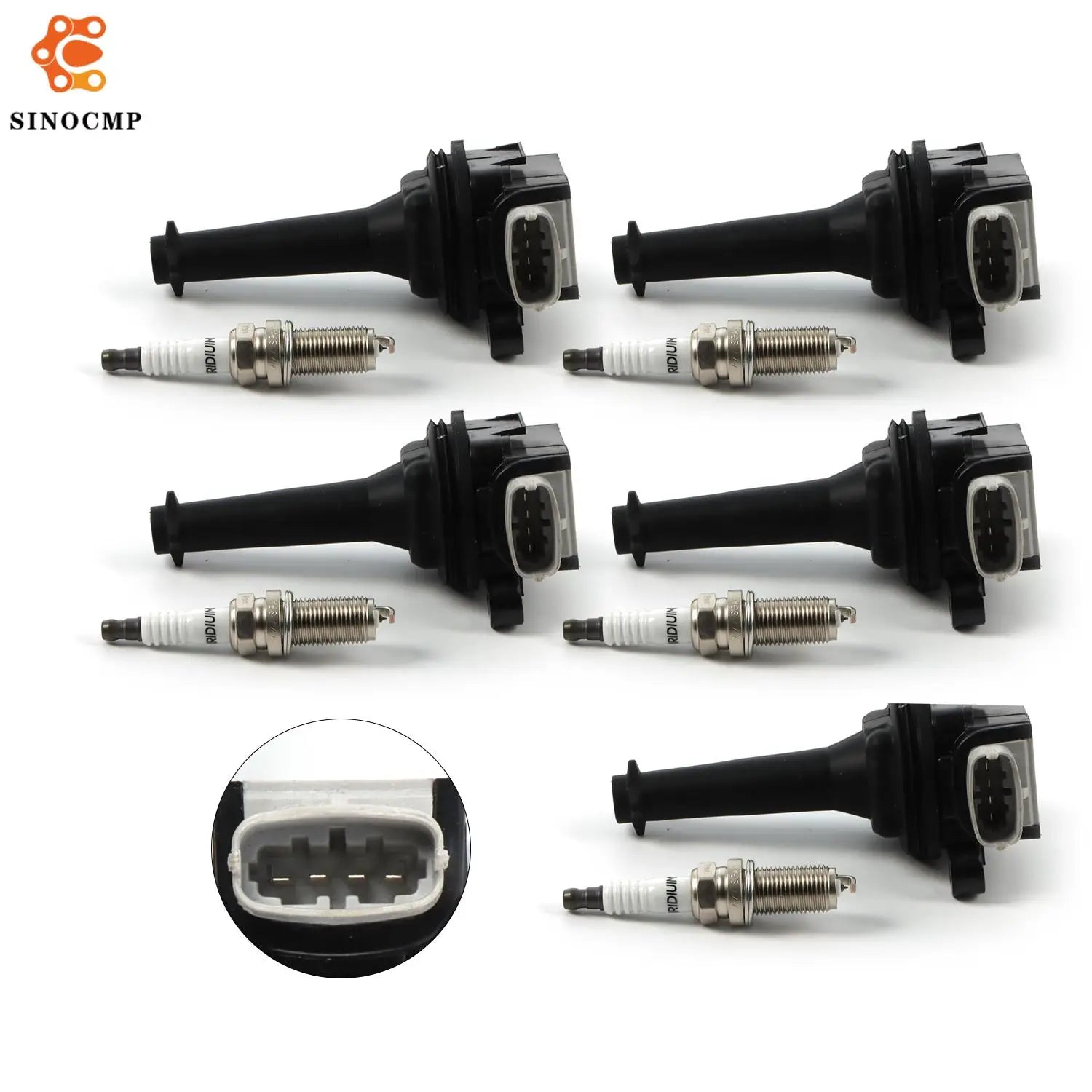 Ignition Coils+5Pcs Iridium Spark Plugs UF517 86778370 NGK6619 6619 For Volvo C70 S40 S60