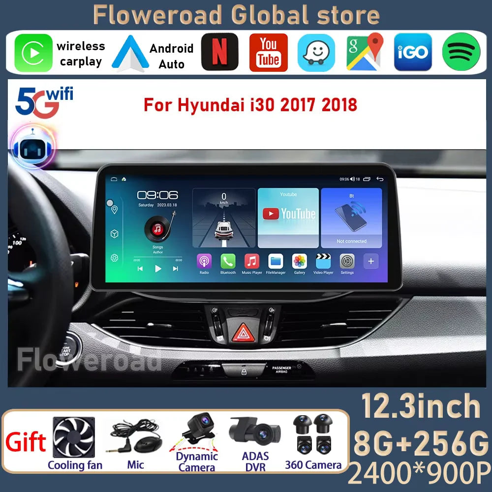12.3inch 2400*900 Android 15 For Hyundai i30 Elantra GT PD 2017 2018 2019 2020 2021 Car Ra | AUTOKITSHOP