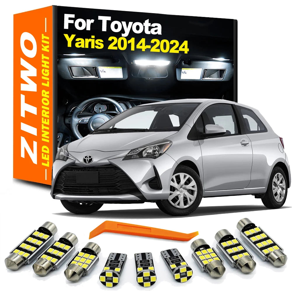 ZITWO 8Pcs For Toyota Yaris 2014- 2017 2018 2019 2020 2021 2022 2023 2024 LED Interior Light Trunk Lamp License Plate Bulb Kit