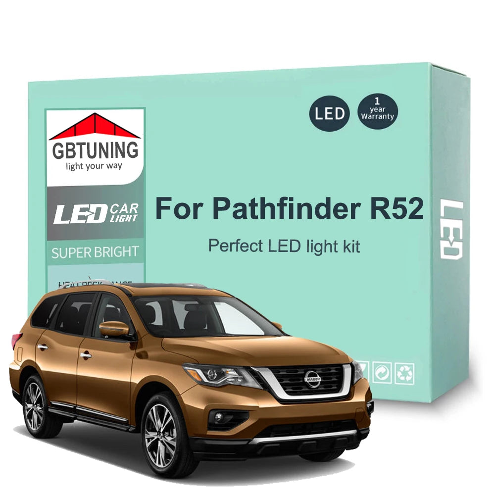 15-Piece LED Interior Light Kit for Nissan Pathfinder R52 2013-2020 - Canbus Dome Map Door Trunk Bulbs | AUTOKITSHOP
