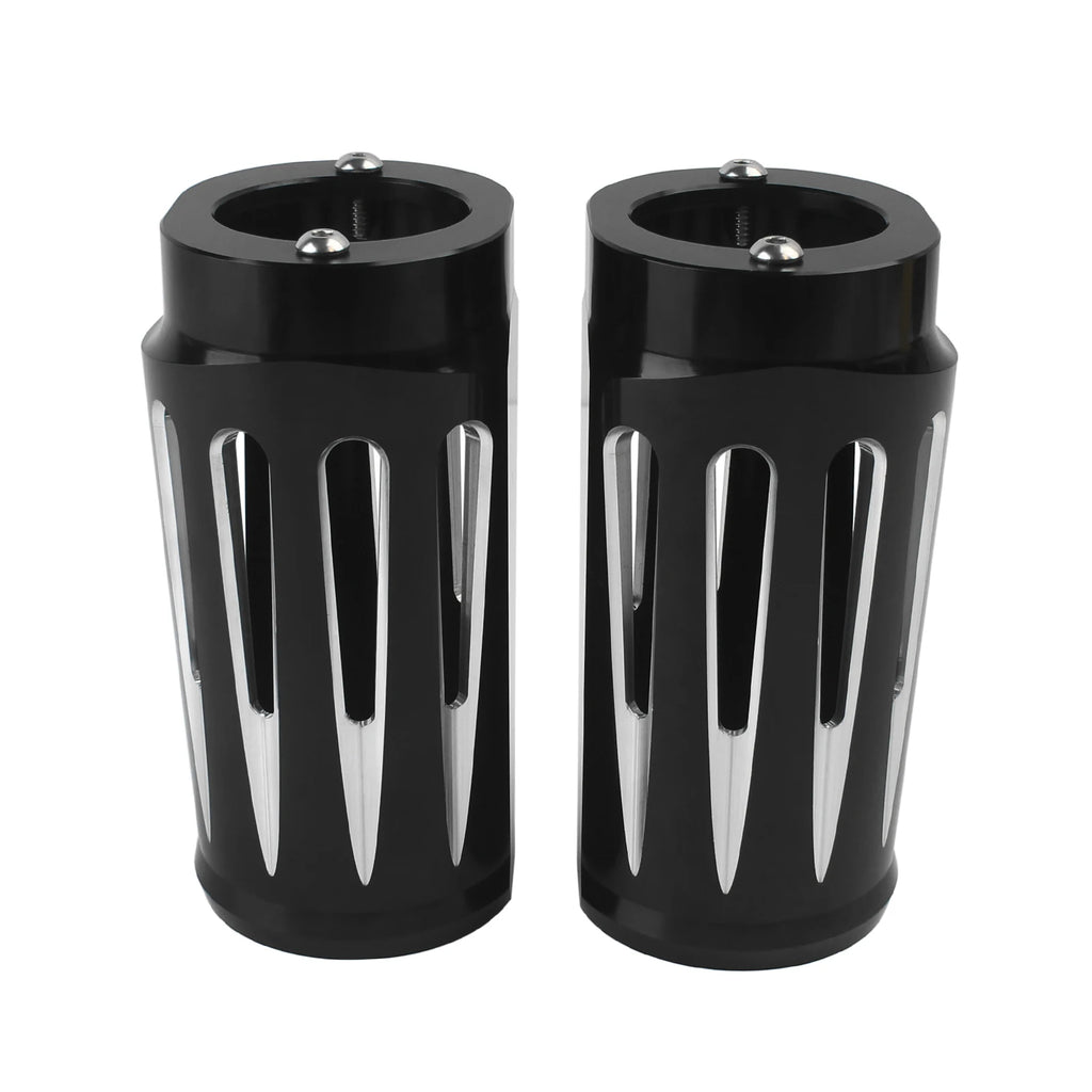 Black CNC Cut Aluminum Motorcycle Fork Boot Slider Cover For Harley Touring Electra Street Road  - Automotive LED Light