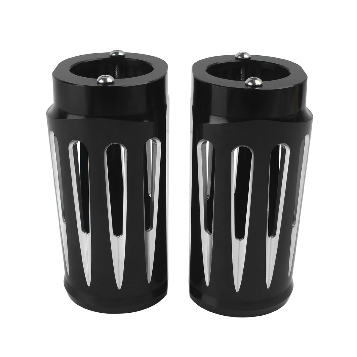 Black CNC Cut Aluminum Motorcycle Fork Boot Slider Cover For Harley Touring Electra Street Road  - Automotive LED Light