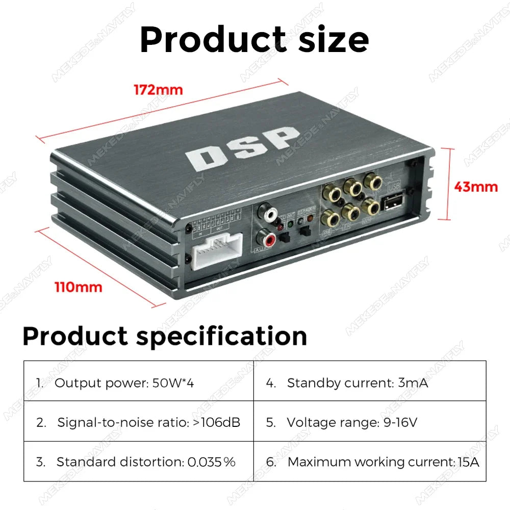Car DSP 4*50W Amplifier Audio Processor Android Speaker Subwoofer Power 20PIN for Android  | AUTOKITSHOP