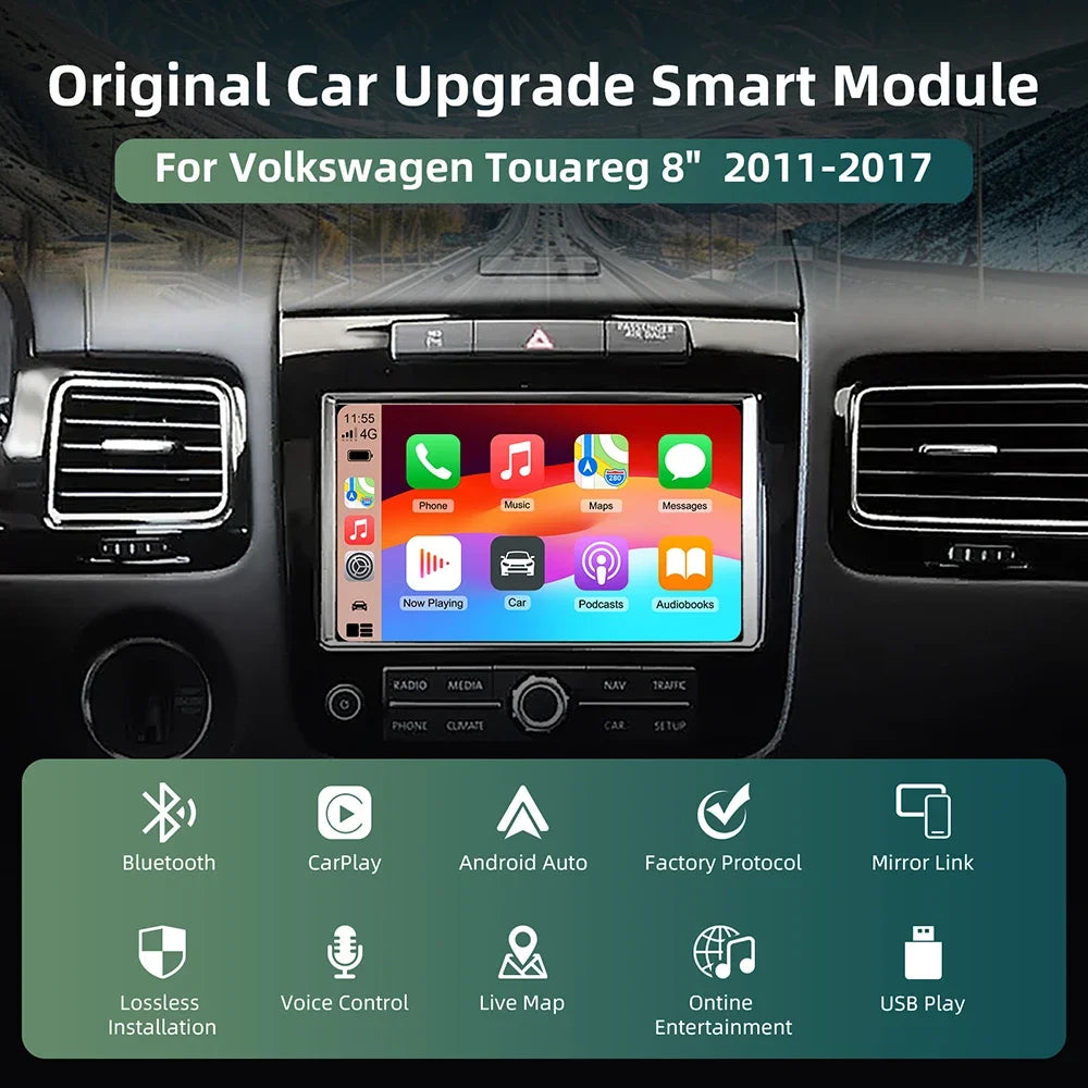 Wireless Carplay Android Auto car module for Volkswagen Touaregwith 8inch 2011-2017 suppor
