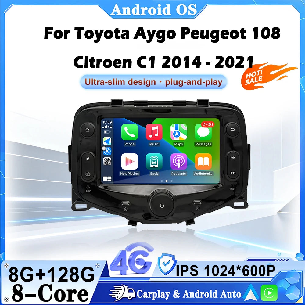 Car Multimedia Radio Player Android 16 For Toyota Aygo Peugeot 108 Citroen C1 2014 2015 20