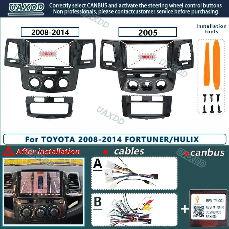 For TOYOTA 08-14 FORTUNER/HULIX(Manual AC Auto AC 9INCH)Car Radio Android stereo Harness s