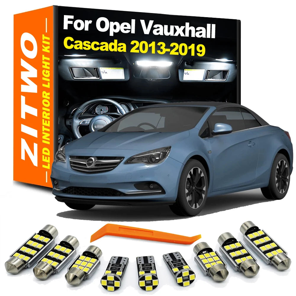ZITWO 11Pcs LED Interior Light Bulb Kit For Opel Vauxhall Cascada 2013 2014 2015 2016 2017 2018 2019 Dome Map Indoor Trunk Lamp