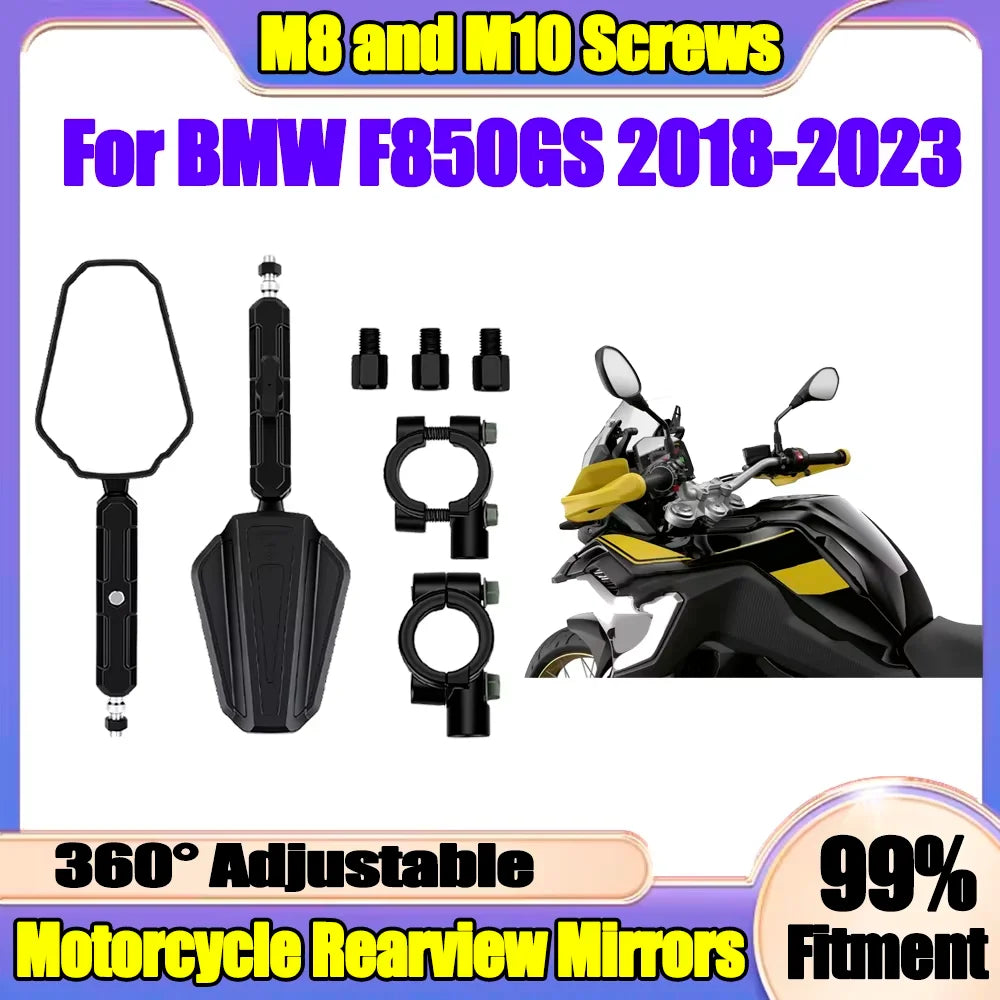 M8 M10 Folding Motorcycle Rearview Mirrors Off Road Adv Wide Side Mirror With Screw For BM