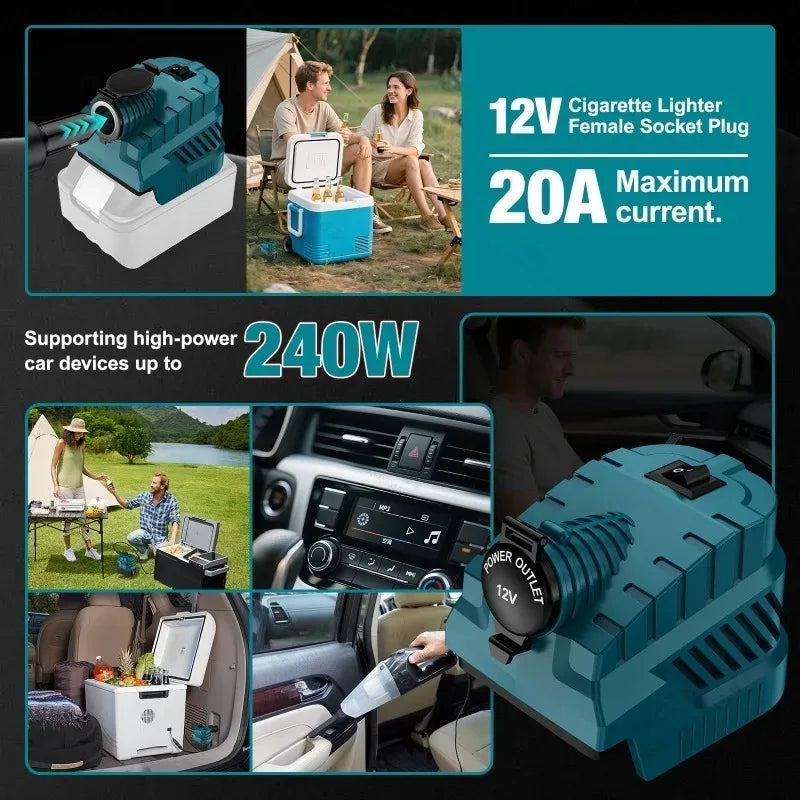 For Makita 18V Battery To 12V 240W Power Adapter for Car Fridge Cigarette Lighter Port Buck Conv - Automotive LED Light