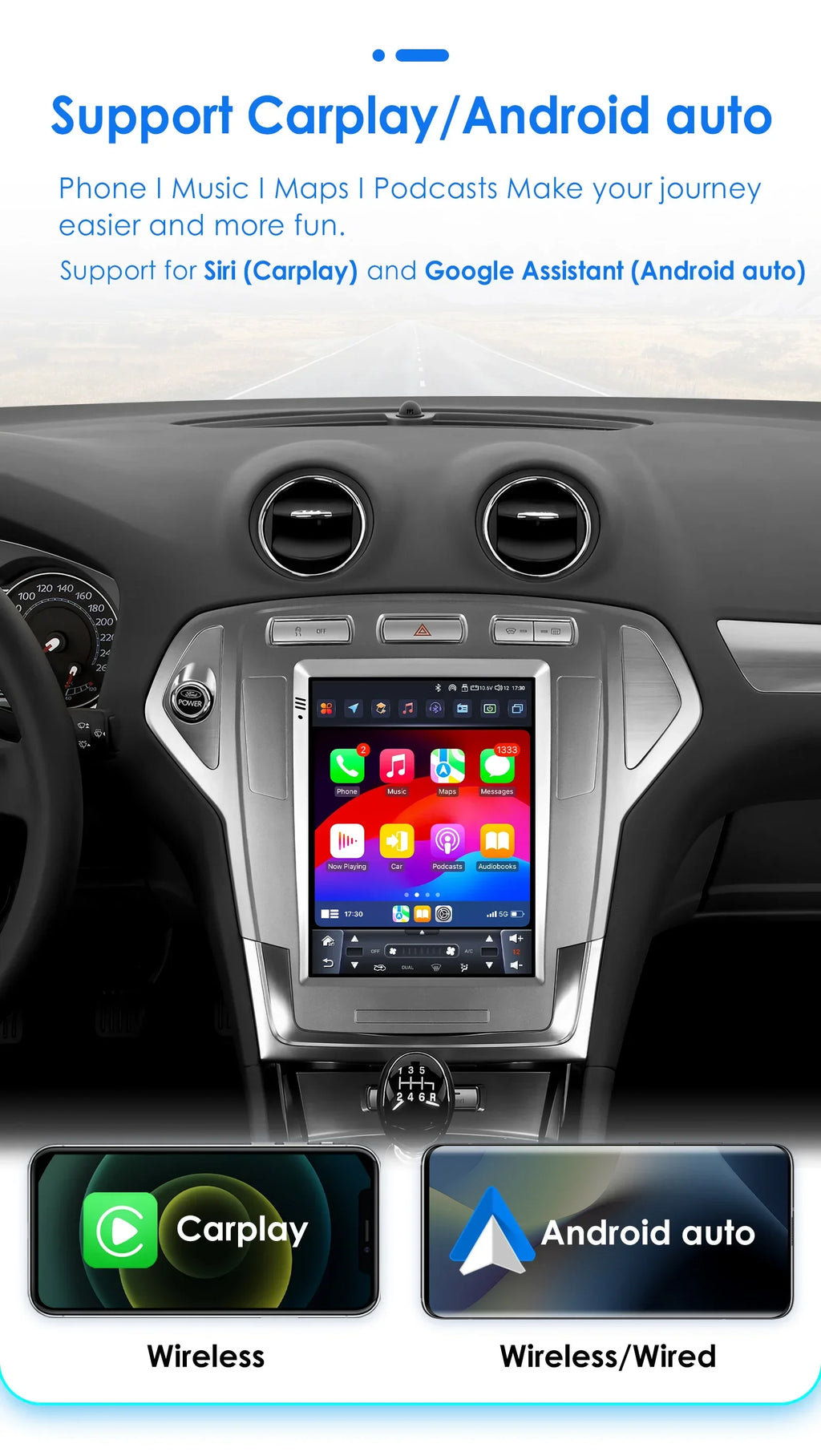 9.7"Carplay Android Auto multimedia for Ford Mondeo mk4 Galaxy A/C 2007-2010 Car intellige