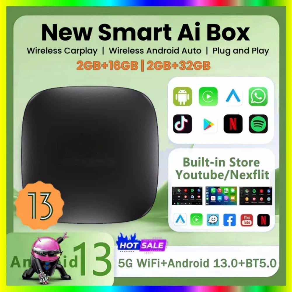 CarPlay Ai Box Android13 Tv Box Support Netflix YouTube Wireless Carplay Android Auto Car  | AUTOKITSHOP