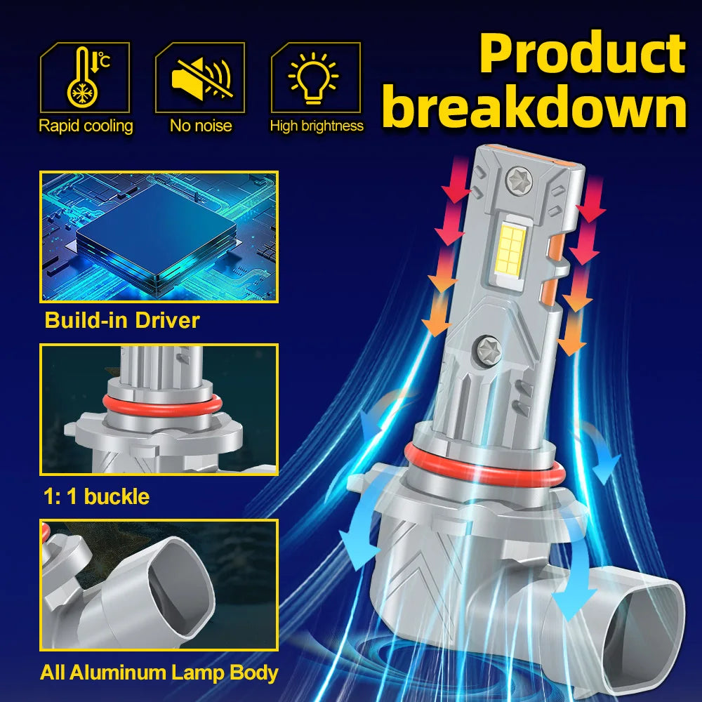 2/4Pcs Led Bulb HB3 H7 Car Headlight 60000LM Light 6000K For Mazda CX-7 CX7 2007 2008 2009