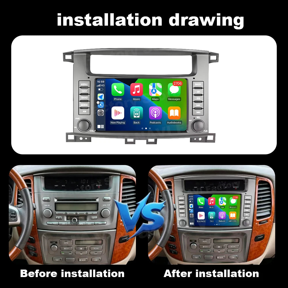 Carplay Android Auto Touch display for Toyota Land Cruiser 100 LC100 1998-2007 Car Radio M