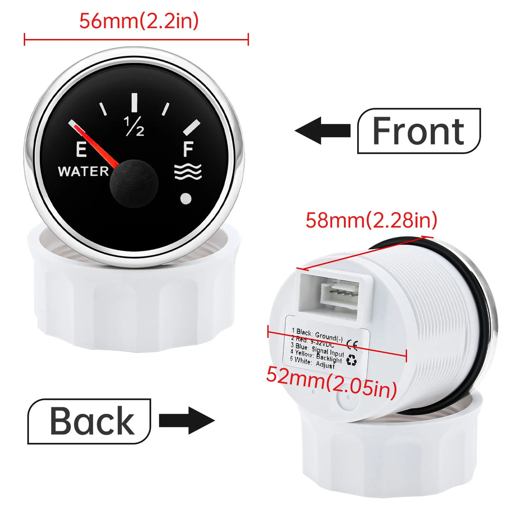 2'' 52MM 0-190OHM Fuel Level Gauge Water Level Gauge 7 LED Backlight With Alarm For Marine Car R - Automotive LED Light
