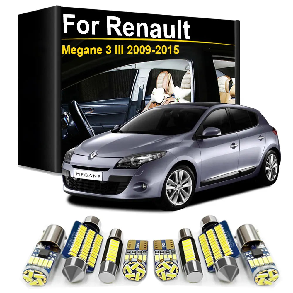 LED Interior Light Kit for Renault Megane 3 III MK3 Hatchback Estate Grandtour Coupe 2008-2015 - Canbus Dome Map Door...