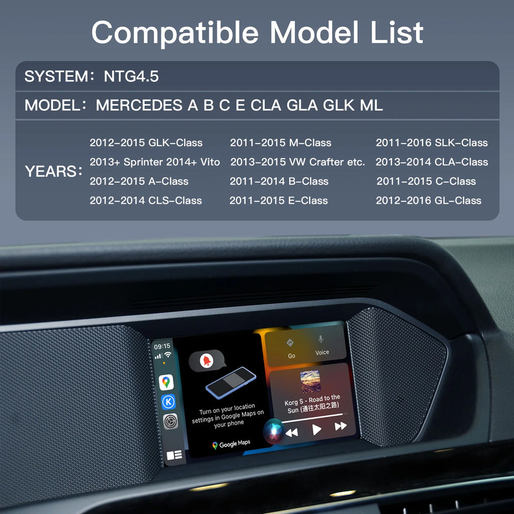 CARABC Wireless Carplay For Mercedes Benz A B C E CLA GLA GLK ML Sprinter NTG4.5 Becker Mo