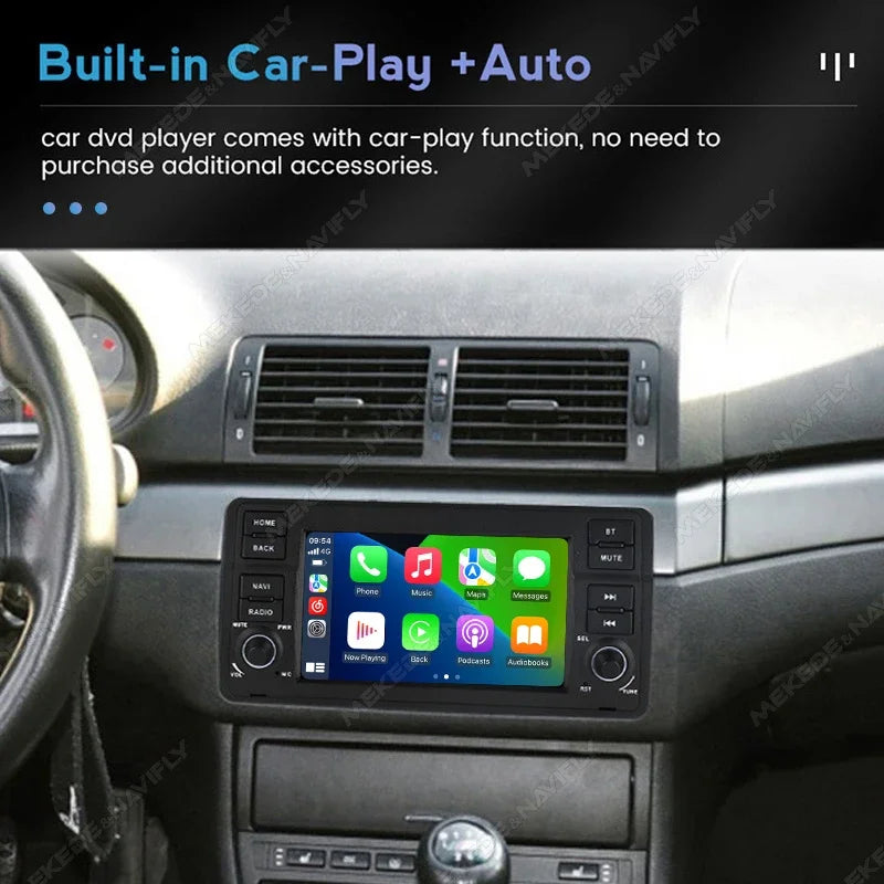 For BMW 3 Series E46 M3 318/320/325/330/335 1998 - 2005 Android 15 64G Car Radio Wireless