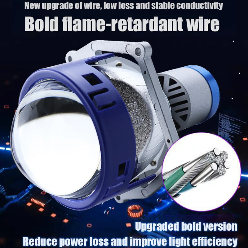 3.0 Inch Projector Headlight H4 H7 9005 9006 Bi LED Laser Projector Lens High Bright 6000K