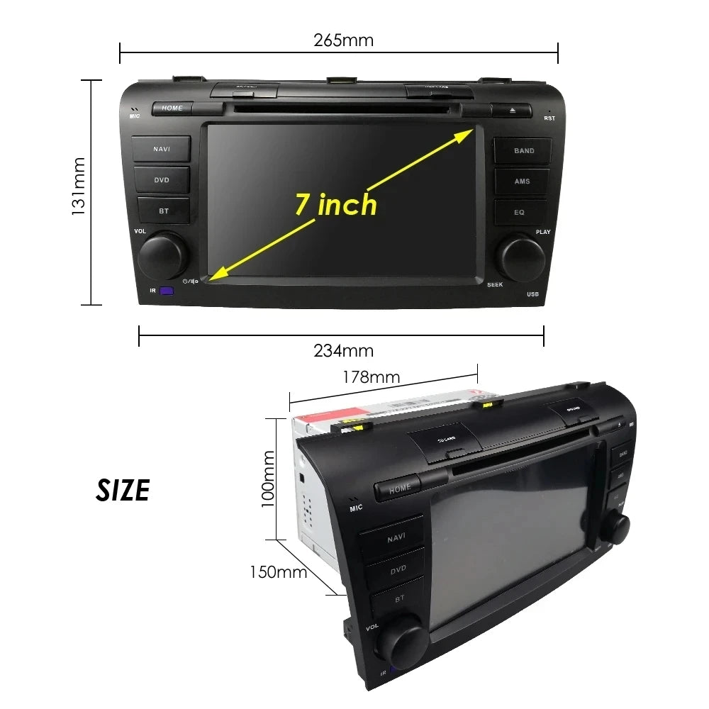 Android 13 Car DVD Player For Mazda 3 2004-2009 Car GPS Screen Radio Multimedia Navigation
