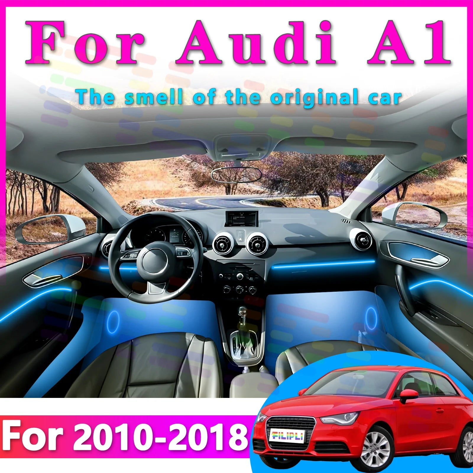 RGB - Ambient Light - for Audi A1 2010-2018 - App Control - Car Interior Lighting | AUTOKITSHOP