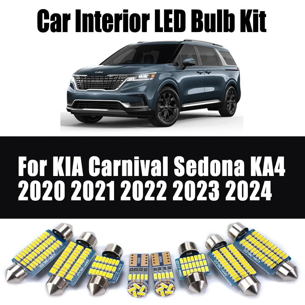 14-Piece LED Interior Light Kit for KIA Carnival Sedona KA4 2020-2022 - Canbus Dome Map Door Trunk Bulbs | AUTOKITSHOP