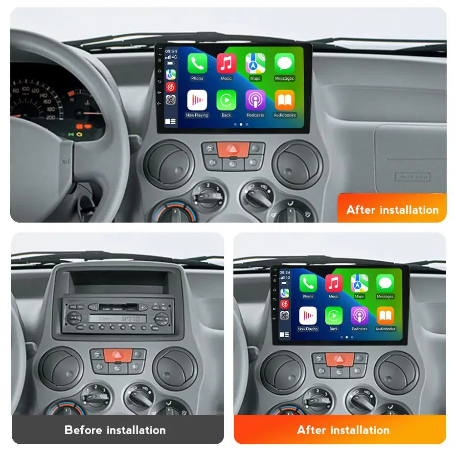9'' Car Radio Android 14 for Fiat Panda 169 2003 2004 2005- 2012 Carplay Auto GPS Navigati | AUTOKITSHOP