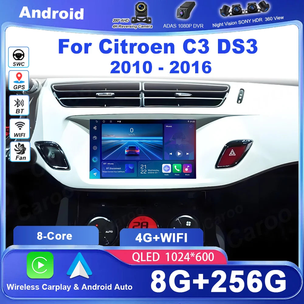 Car Radio 7inch GPS Android 16 For Citroen C3 DS3 2010-2016 radio Multimedia Video player