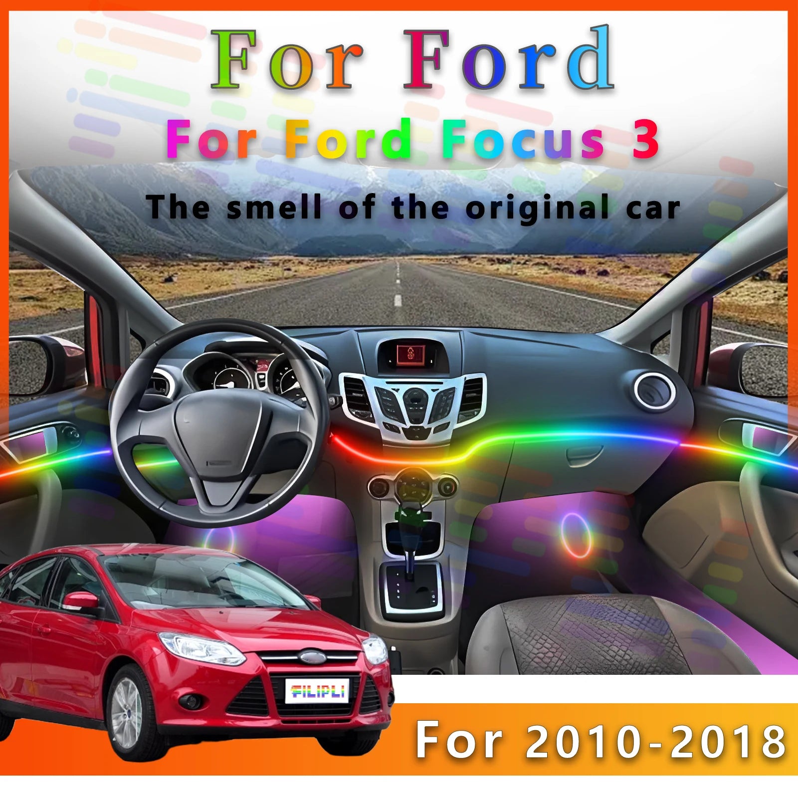 RGB - Ambient Light - for Ford 2010-2018 - App Control - Car Interior Lighting | AUTOKITSHOP