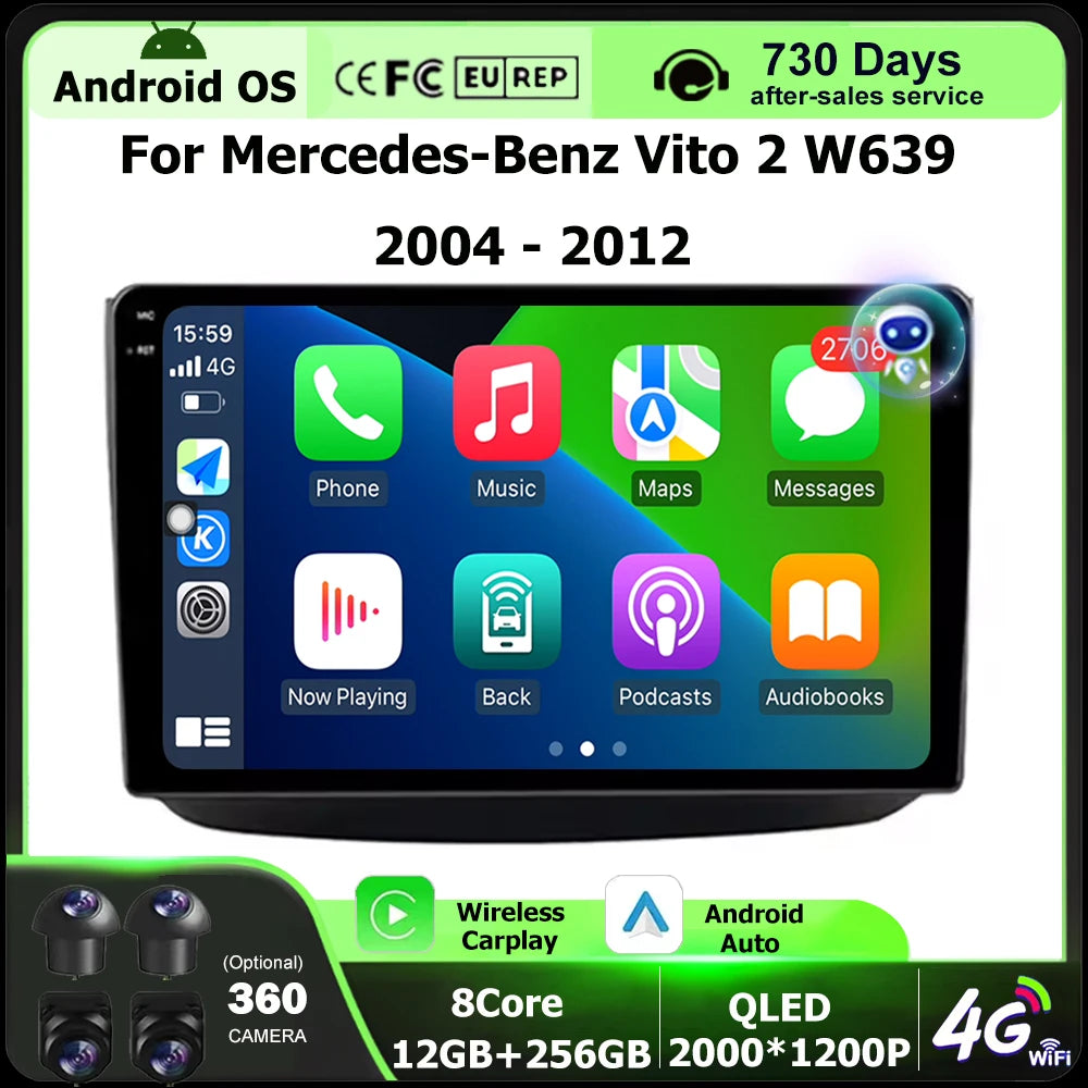 Car Radio Multimedia Player GPS Navigation For Mercedes-Benz Vito 2 W639 2004 2005 2006 20