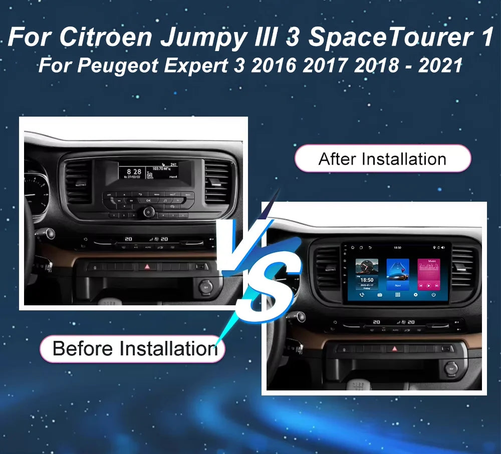 Car Radio Android 16 Carplay For Citroen Jumpy III 3 SpaceTourer 1 For Peugeot Expert 3 20