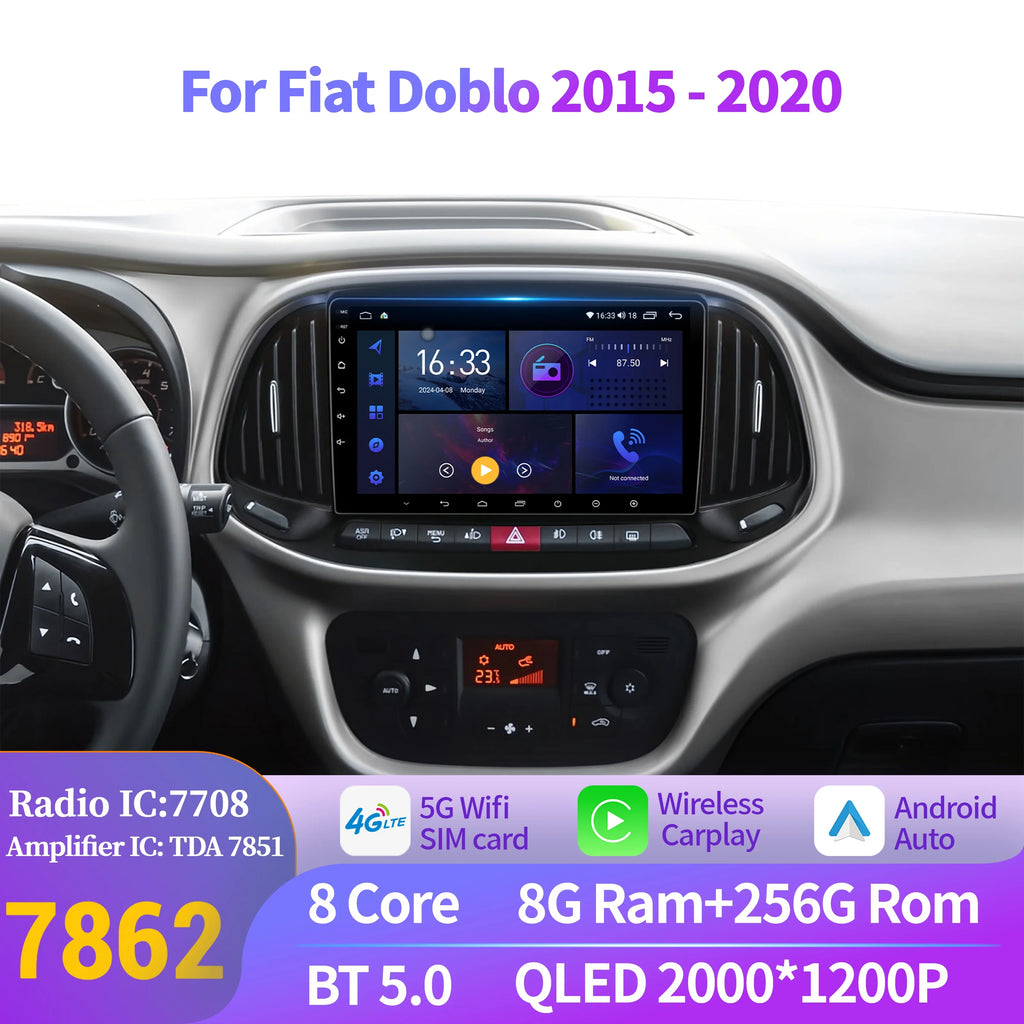 Android For Fiat Doblo 2015-2020 Car Radio Automotivo Multimedia Stereo Player Wireless BT
