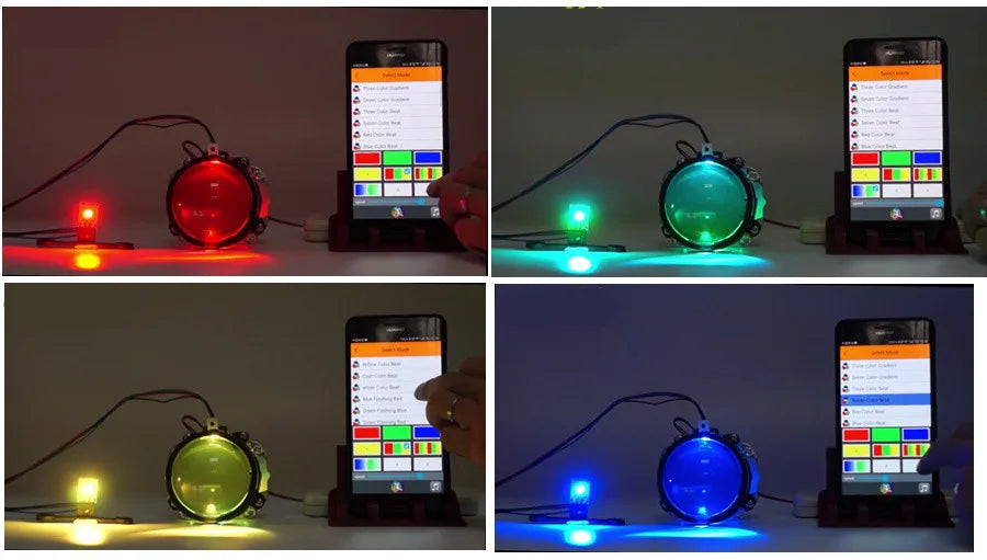 1 Pair Universal Car Styling Single Bead RGB LED Devil Eyes Bluetooth App control for Head