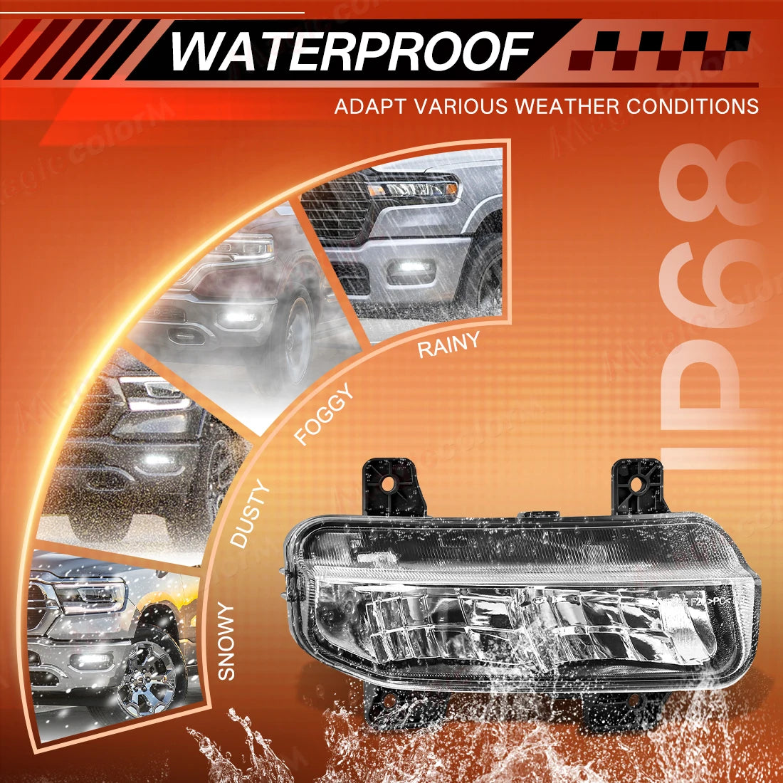 LED Fog Light For Dodge Ram 1500 2500 3500 2019 2020 2021 2022 2023 2024 Withe Yellow Fron | AUTOKITSHOP