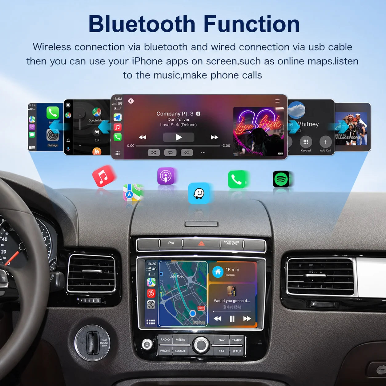 Wireless Carplay For VW Volkswagen Touareg RNS850 2010-2018 with Voice Control Mirrorlink  | AUTOKITSHOP