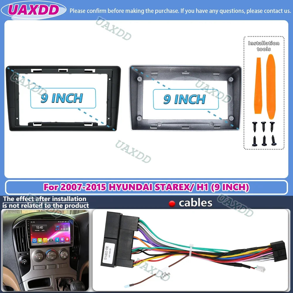 For 2007-2015 Hyundai STAREX H1 9inch 2 Din Car stereo radio Android frame panel fascia ca