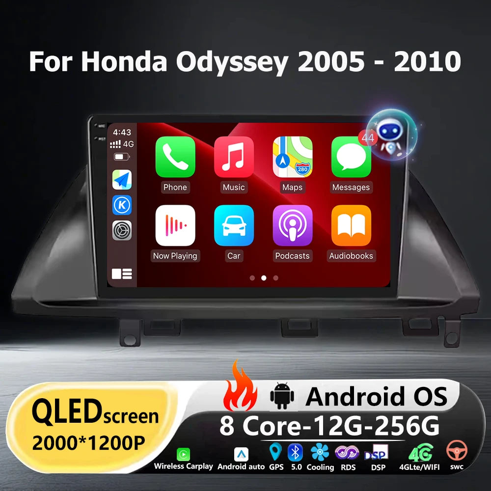 Car Radio Multimedia Video Player GPS Navigation For Honda Odyssey 2005-2010 Android 16 Au