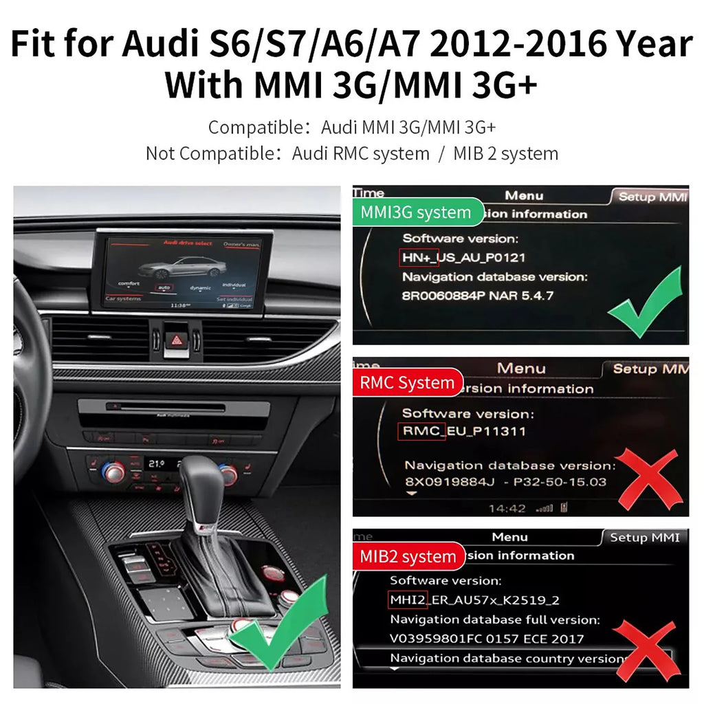 Wired/Wireless iOS Android Auto Carplay Nav Camera Interface For Audi A6 A7 2012-2018 With