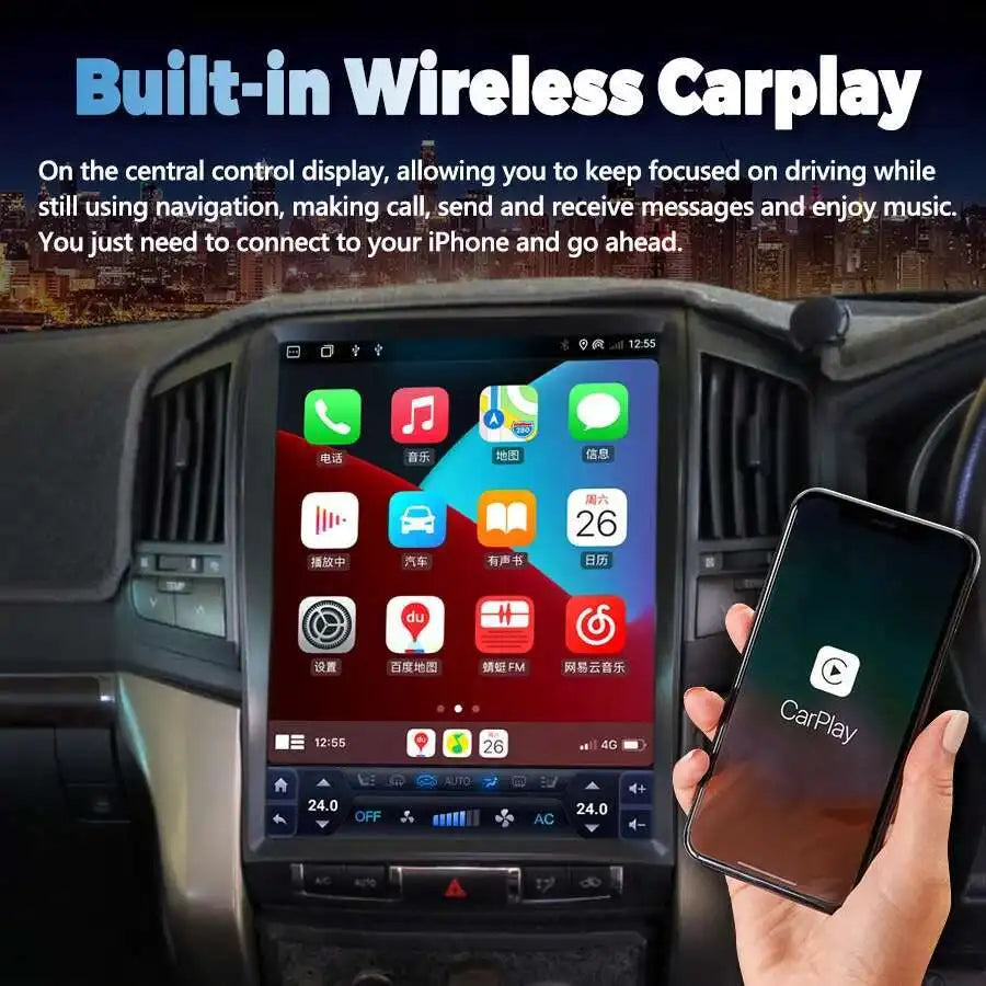 15.6" CAR Radio Screen 256GB Gps For Toyota Land Cruiser 200 Landcruiser Android 14 2012 L