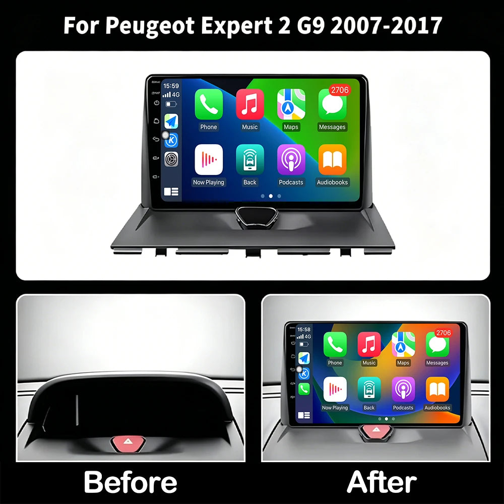 For Peugeot Expert 2 Citroen Jumpy Fiat Scudo Toyota Proace 2007-2017 Carplay Car Radio Mu
