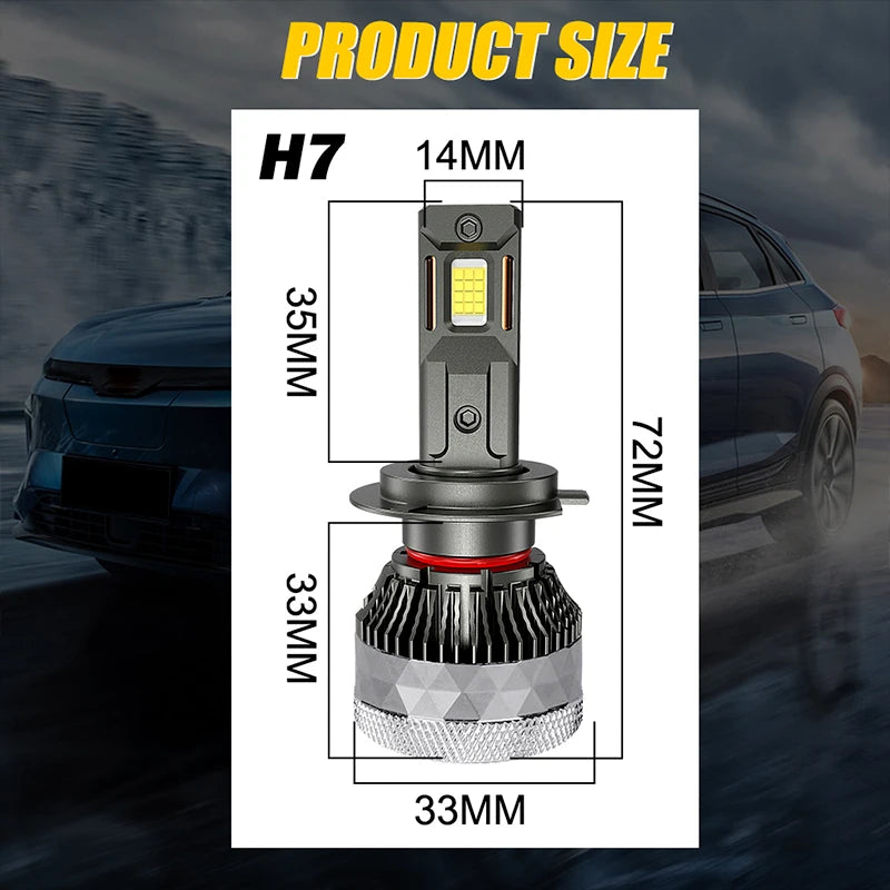 K5C H7 H3 LED 130000LM Headlights Canbus 6000K H1 H4 H11 9012 HIR2 H8 H9 9005 9006 HB3 HB4