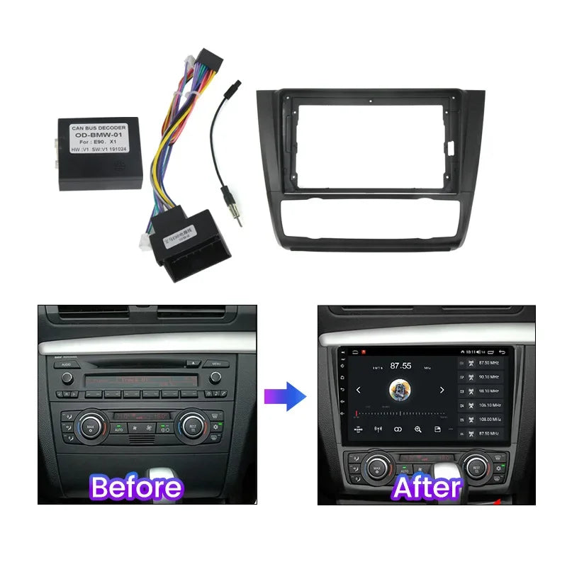 9'' Car Radio Frame Cable Dash Mount Kit for BMW 1 Series E81 E87 2008 - 2012 Android 2 Di | AUTOKITSHOP