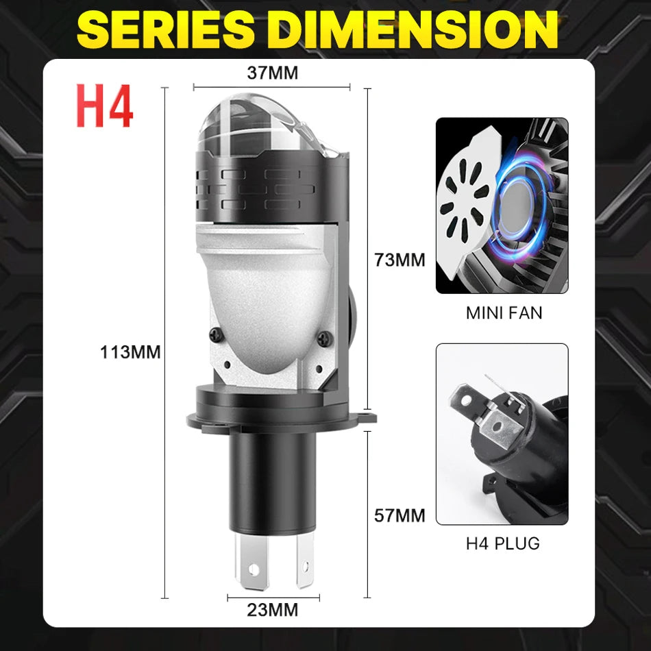 H4 LED Projector Lens Car Headlight Bulbs CANBUS Turbo Auto Bulb High Low Light Fog lamp b