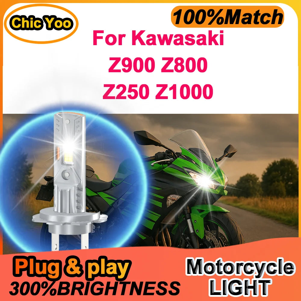 H7 LED Motorcycle Headlight Canbsu Plug And Play Super Bright 6000K White Moto Front Light