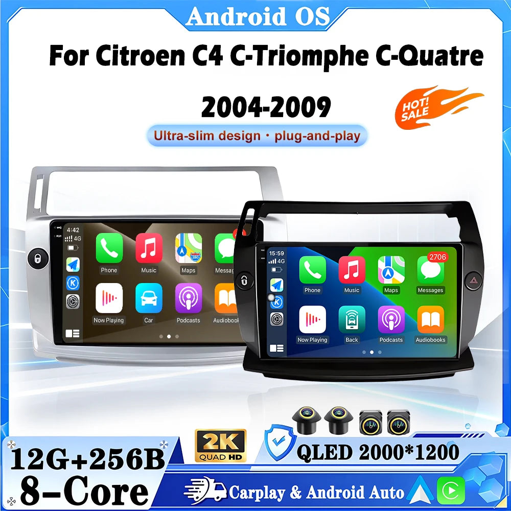 Bluetooth For Citroen C4 C-Triomphe C-Quatre 2004-2009 Navigation GPS Car Radio Video Play