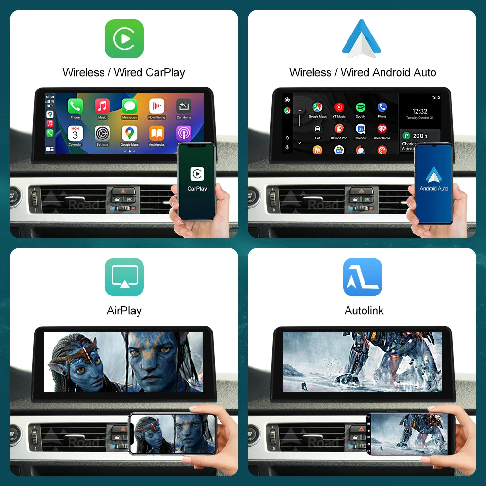 RoadTop Wireless CarPlay Multimedia Linux Screen For BMW Series 3 E90 E91 E92 E93 The Car