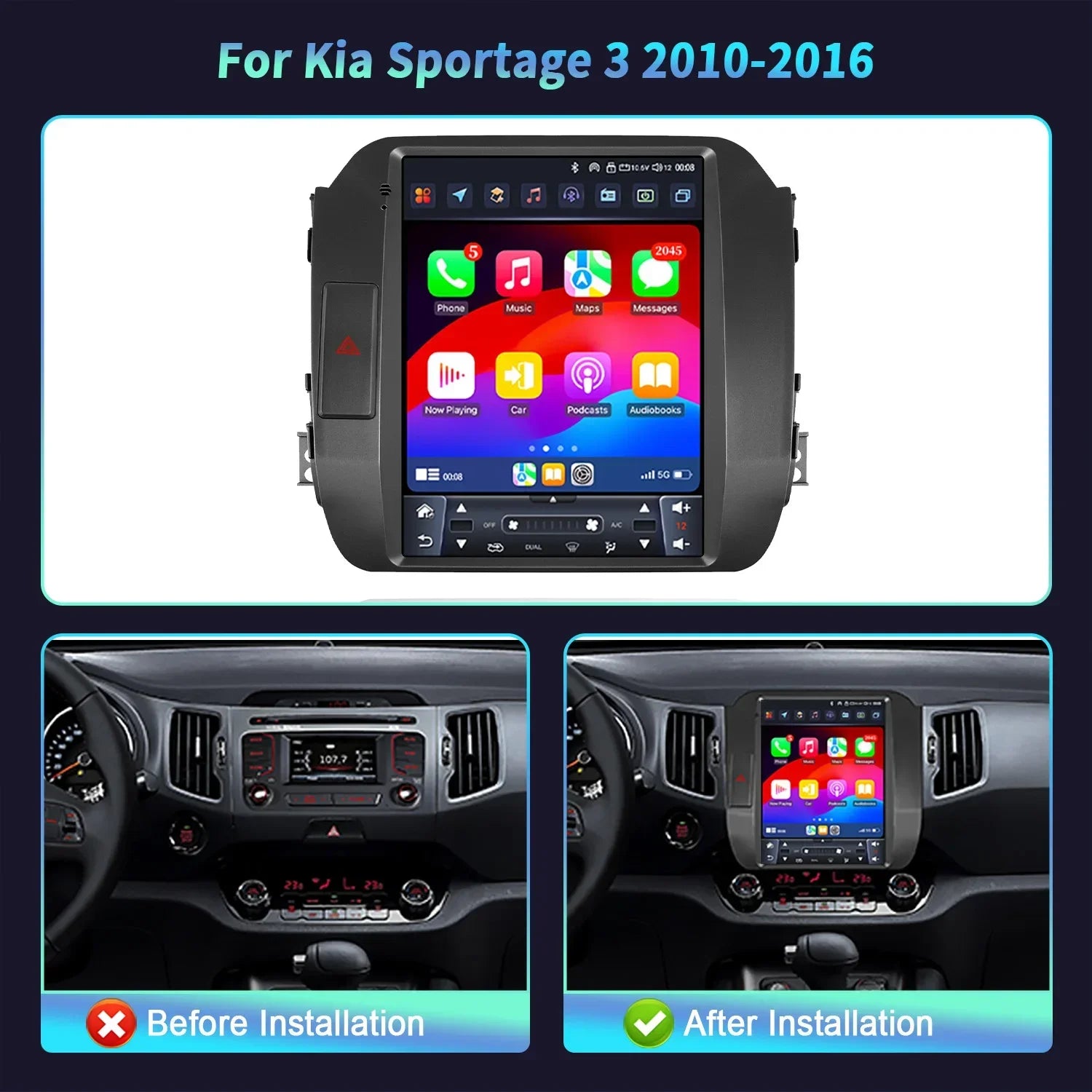 9.7inch For Kia Sportage 3 SL 2010 2011 2012 2013 2014 2015 2016 Car Radio Android 14 Mult