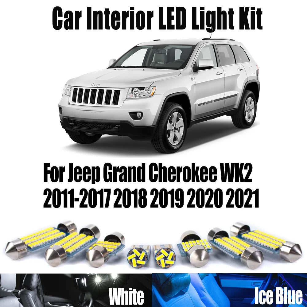 15-Piece LED Interior Light Kit for Jeep Grand Cherokee WK2 2011-2019 - Canbus Dome Map Door Trunk Bulbs | AUTOKITSHOP