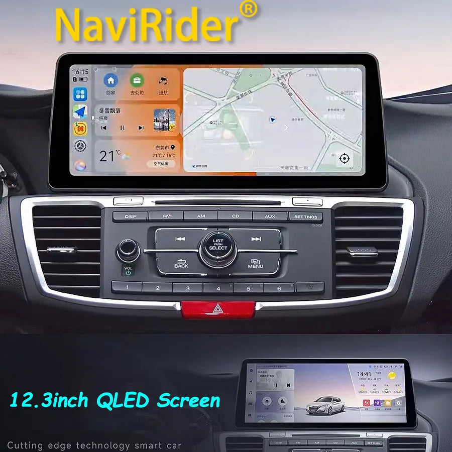12.3inch QLED Screen Android14 Car Multimedia Video Player For Honda Accord 9 LX 2014-2017 | AUTOKITSHOP