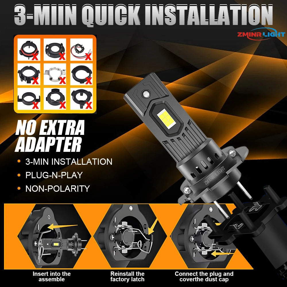 Ampoule H7 LED Ultra Powerful Wireless Spotlight Automobile Headlight Bulbs Plug And Play